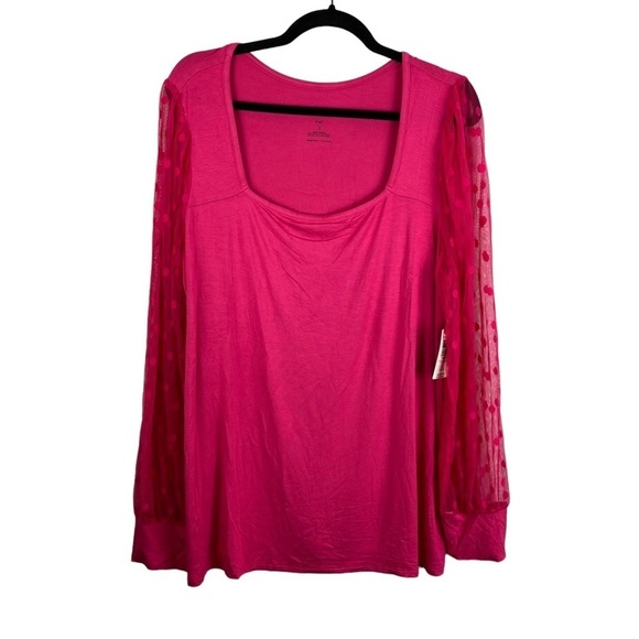TORRID Pink Super Soft Dot Mesh Sleeve Top 2X NWT - Picture 3 of 12